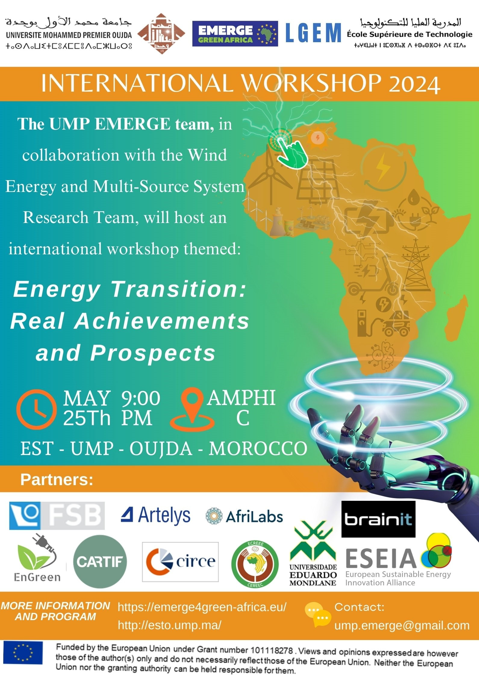 Premier workshop international sur la transition énergétique au Maroc ! L’équipe UMP du projet Emerge et le laboratoire LGEM